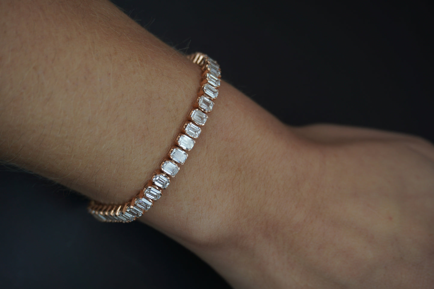 Lab-Grown Diamond Emerald Cut Tennis Bracelet