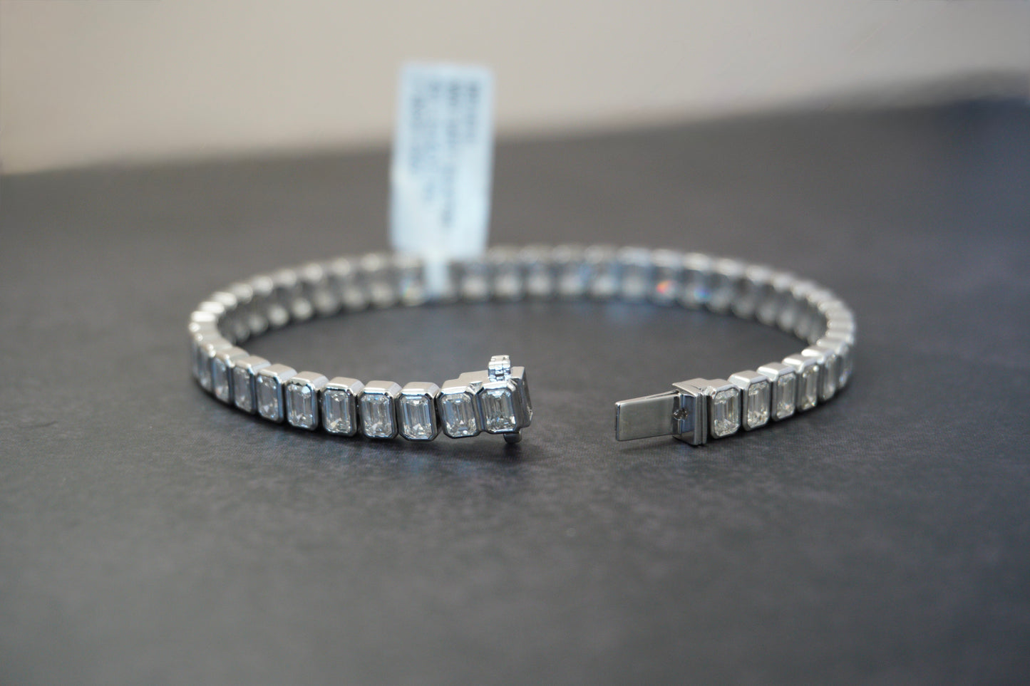 White Gold Emerald Cut Tennis Bracelet