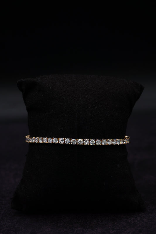 Round Shape Tennis Bracelet Yellow Gold