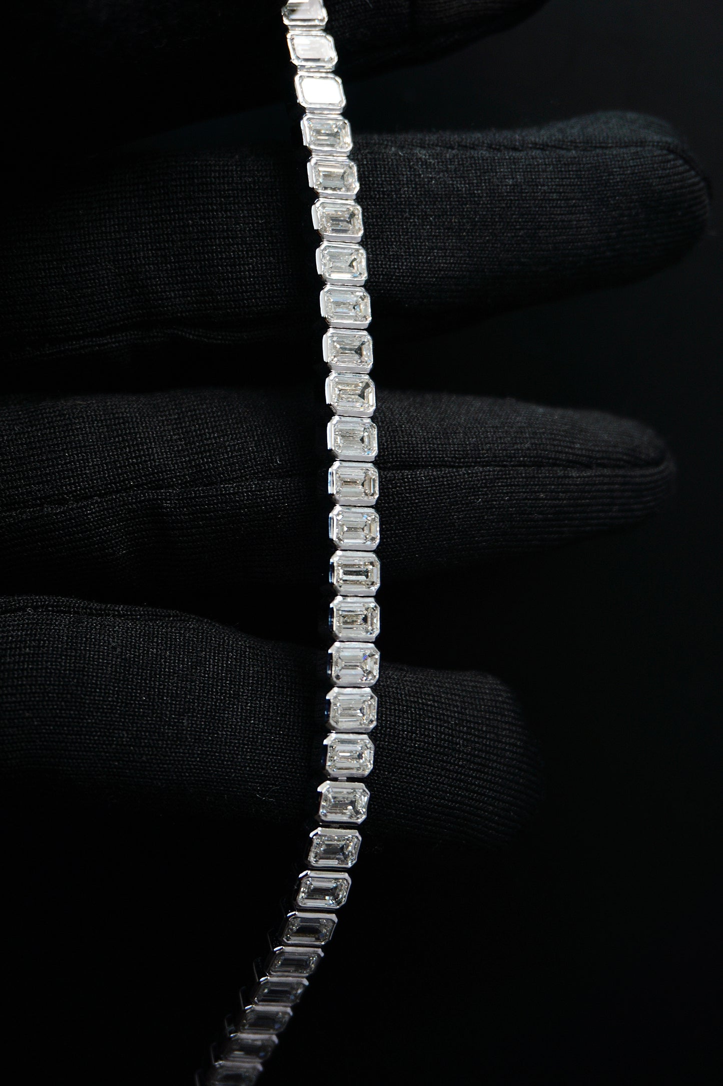 White Gold Emerald Cut Tennis Bracelet